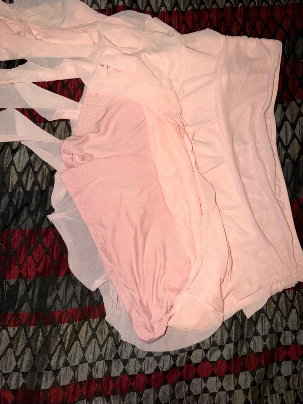 Pink Ruffled Asymmetric Mini Skort - Picture 3 of 5